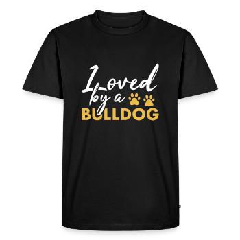 Aimé par un bouledogue - T-shirt Premium bio Homme - noir - Devant - Nico (187cm)