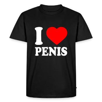 I love penis - Männer Premium Bio T-Shirt - Schwarz - Vorne - Nico (187cm)