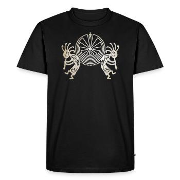 Kokopelli Duo - L'homme dans le labyrinthe - Vintage Grunge - T-shirt Premium bio Homme - noir - Devant - Nico (187cm)