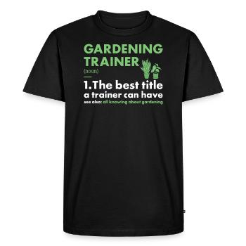 Jardinier formateur Définition Jardinage - T-shirt Premium bio Homme - noir - Devant - Nico (187cm)