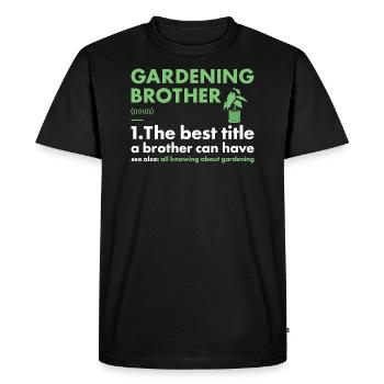 Jardinier Frère Définition Jardinage - T-shirt Premium bio Homme - noir - Devant - Nico (187cm)