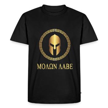 Sparta - molon labe - GOLD - T-shirt Premium bio Homme - noir - Devant - Nico (187cm)