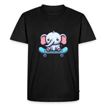 Cute baby elephant with skateboard Elephant mom - Men's Premium Organic T-Shirt - black - Front - Nico (187cm)