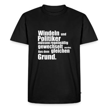 Les couches et les politiciens doivent être changés régulièrement - T-shirt Premium bio Homme - noir - Devant - Nico (187cm)