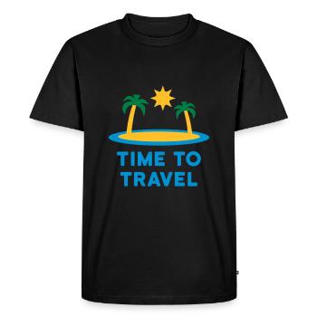 Temps de voyage (île, palmiers, soleil) - T-shirt Premium bio Homme - noir - Devant - Nico (187cm)