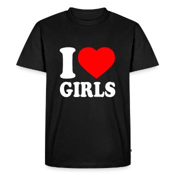 I love girls - T-shirt Premium bio Homme - noir - Devant - Nico (187cm)