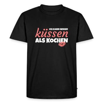 Je peux embrasser mieux que cuisinier! - T-shirt Premium bio Homme - noir - Devant - Nico (187cm)