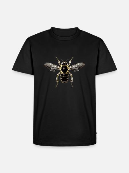 Detailed bee illustration on textiles - Men's Premium Organic T-Shirt - black