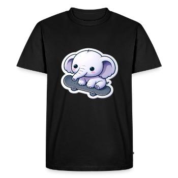 Cute baby elephant with skateboard Elephant mom - Men's Premium Organic T-Shirt - black - Front - Nico (187cm)