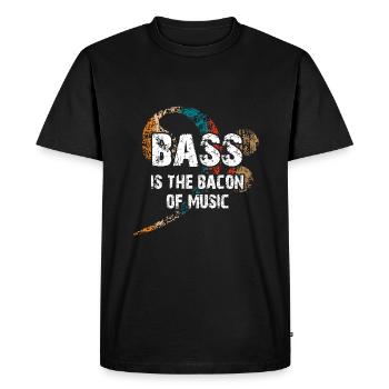 Bass is the Bacon of the Music - Bass clef - Men's Premium Organic T-Shirt - black - Front - Nico (187cm)