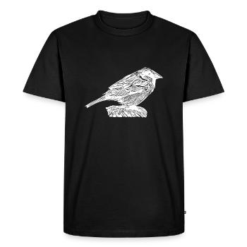 Small cute house sparrow on a branch - Men's Premium Organic T-Shirt - black - Front - Nico (187cm)