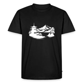 Maison japonaise Asiatique Paysage Design - T-shirt Premium bio Homme - noir - Devant - Nico (187cm)