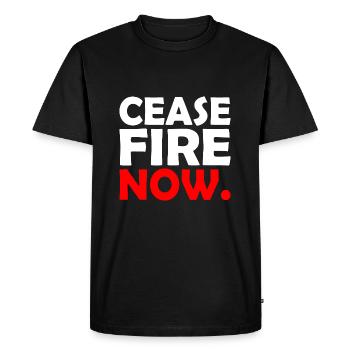 Ceasefire now - Men's Premium Organic T-Shirt - black - Front - Nico (187cm)