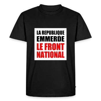 la republique emmerde le front national - T-shirt Premium bio Homme - noir - Devant - Nico (187cm)