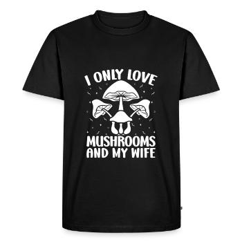 Morilles Champignons d’amour et champignon My Wife - T-shirt Premium bio Homme - noir - Devant - Nico (187cm)