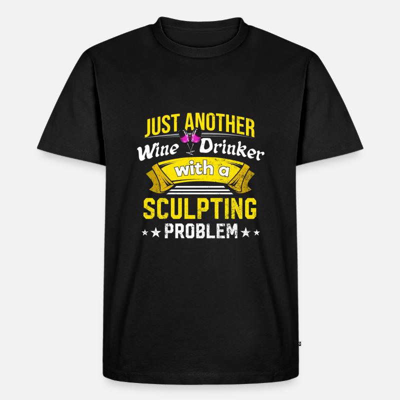 Weintrinker mit Bildhauerungsproblem Weinliebhaber - Männer Premium Bio T-Shirt - Schwarz