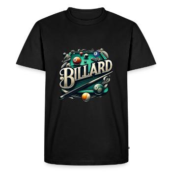 Billard jouant de la queue à la table de billard - T-shirt Premium bio Homme - noir - Devant - Nico (187cm)