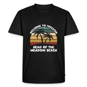Head of the Meadow Beach Bienvenue à l’été - T-shirt Premium bio Homme - noir - Devant - Nico (187cm)