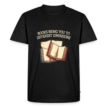 Les livres vous emmènent dans différentes dimensions - T-shirt Premium bio Homme - noir - Devant - Nico (187cm)