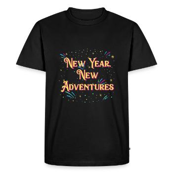 Nouvelle Année Nouvelle Aventure Dictons Bonne Année Z - T-shirt Premium bio Homme - noir - Devant - Nico (187cm)