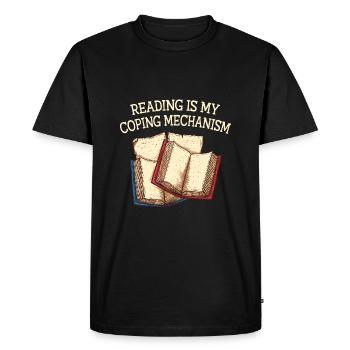Reading is my coping mechanism introvert - Men's Premium Organic T-Shirt - black - Front - Nico (187cm)