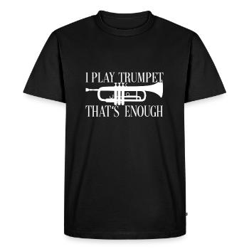 Je joue de la trompette qui est assez silhouette de trompette - T-shirt Premium bio Homme - noir - Devant - Nico (187cm)
