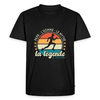 papa traileur l homme e mythe fête des pères - T-shirt Premium bio Homme - noir - Devant - Nico (187cm)