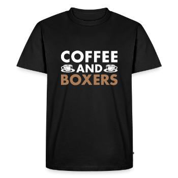 Café et boxer - T-shirt Premium bio Homme - noir - Devant - Nico (187cm)
