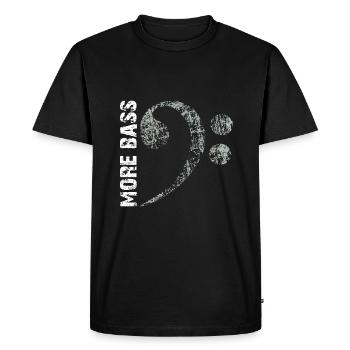 Plus de basses s’il vous plaît, grosse clé de fa - T-shirt Premium bio Homme - noir - Devant - Nico (187cm)