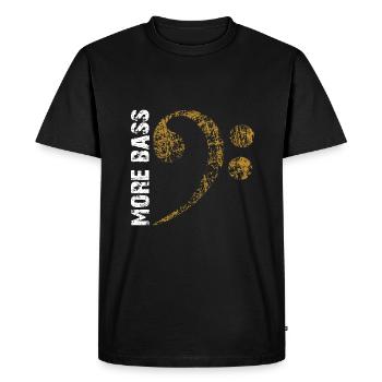 Plus de basses s’il vous plaît, grosse clé de fa - T-shirt Premium bio Homme - noir - Devant - Nico (187cm)