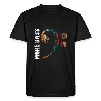 Plus de basses s’il vous plaît, grosse clé de fa - T-shirt Premium bio Homme - noir - Devant - Nico (187cm)