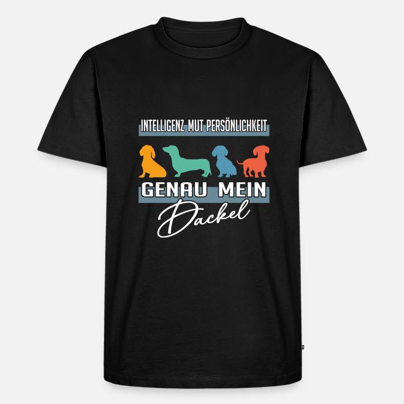 Intelligenz Mut Persönlichkeit - mein Dackel - Männer Premium Bio T-Shirt - Schwarz