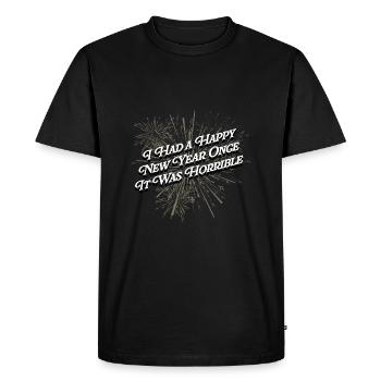 Nous avons passé une bonne année quand c’était terrible lu - T-shirt Premium bio Homme - noir - Devant - Nico (187cm)