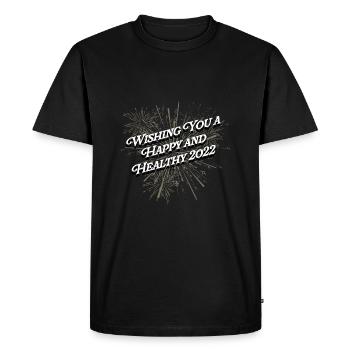 Je vous souhaite une année 2022 heureuse et en santé - T-shirt Premium bio Homme - noir - Devant - Nico (187cm)