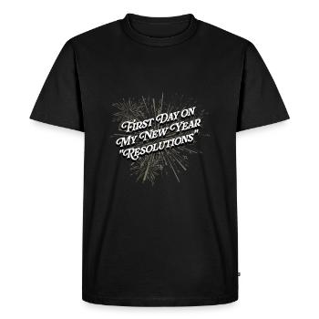 Premier jour sur les résolutions du Nouvel An drôle de motivati - T-shirt Premium bio Homme - noir - Devant - Nico (187cm)