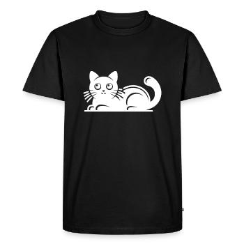 Dessin de chat mignon - T-shirt Premium bio Homme - noir - Devant - Nico (187cm)