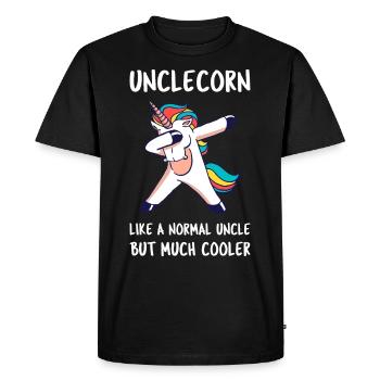 Unclecorn III - Awesome Uncle Unicorn - Men's Premium Organic T-Shirt - black - Front - Nico (187cm)