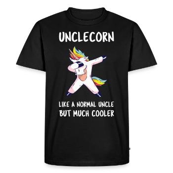Unclecorn II - Awesome Uncle Unicorn - Men's Premium Organic T-Shirt - black - Front - Nico (187cm)