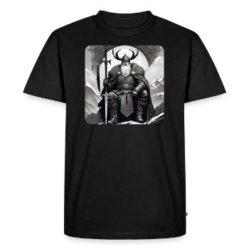 Proud Viking with Horns Helmet - Men's Premium Organic T-Shirt - black - Front - Nico (187cm)