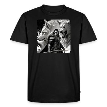 Loki with Fenri's Wolf Asgard Ragnarok - Men's Premium Organic T-Shirt - black - Front - Nico (187cm)