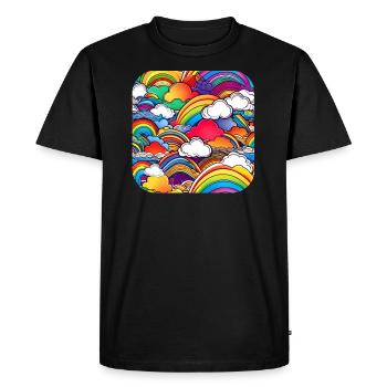 Arcs-en-ciel de bonne humeur avec des nuages - T-shirt Premium bio Homme - noir - Devant - Nico (187cm)