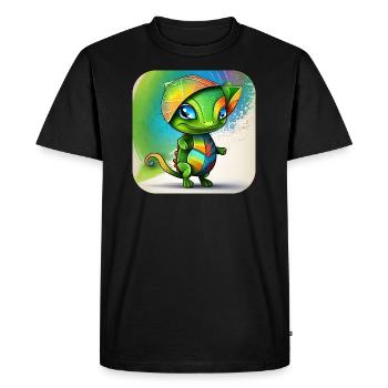 Cute Chameleon - Men's Premium Organic T-Shirt - black - Front - Nico (187cm)