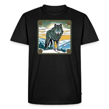 Cool wolf in Celtic style - Men's Premium Organic T-Shirt - black - Front - Nico (187cm)