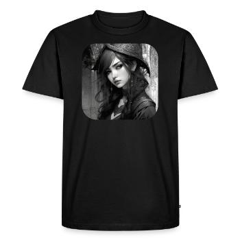 Fille mystérieuse dans le style victorien - T-shirt Premium bio Homme - noir - Devant - Nico (187cm)