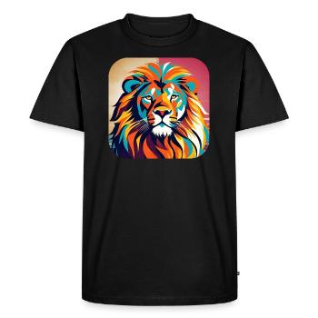 Proud lion in retro style - Men's Premium Organic T-Shirt - black - Front - Nico (187cm)