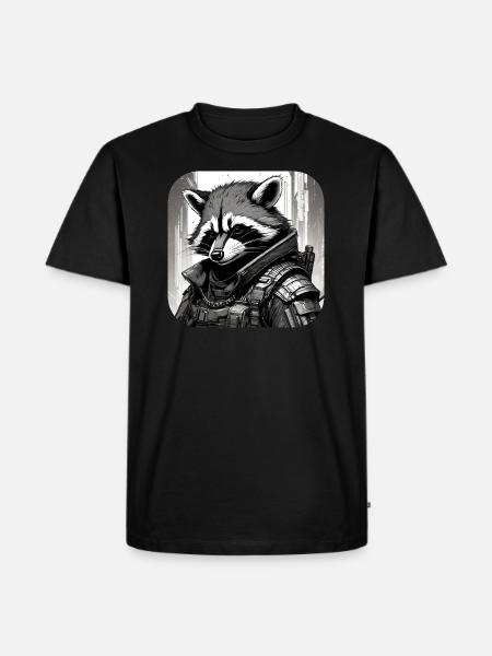 Lässiger Cyberspace Waschbär - Männer Premium Bio T-Shirt - Schwarz