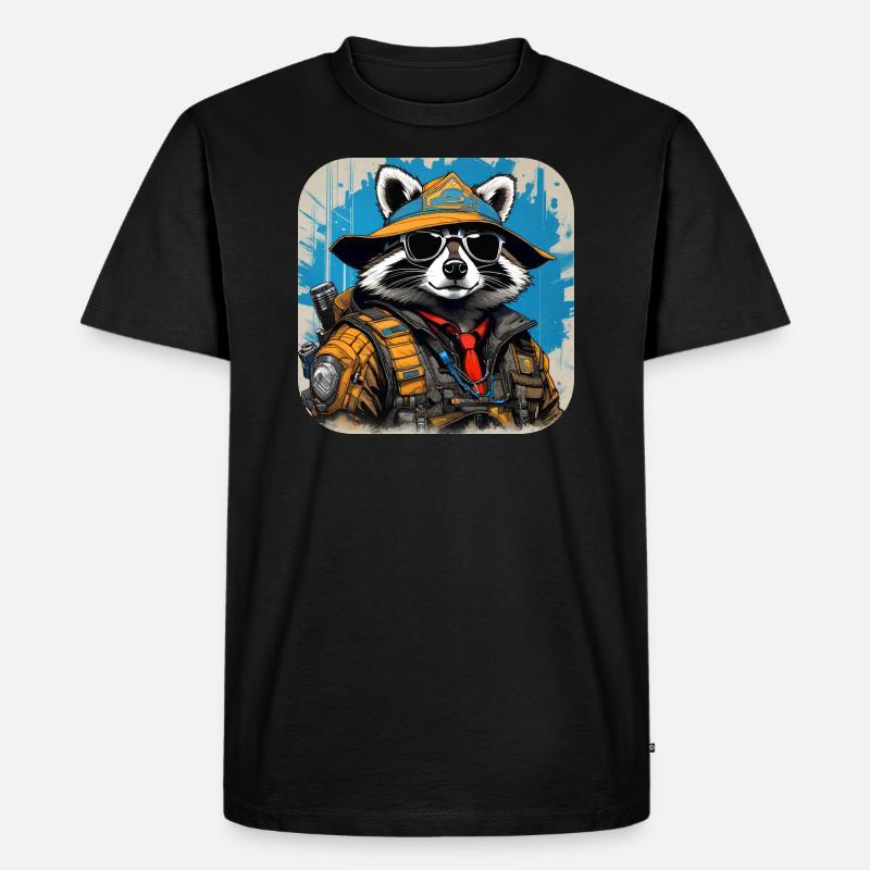 Cooler Cyberspace Waschbär - Männer Premium Bio T-Shirt - Schwarz