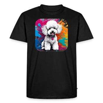 Cute poodle with colorful background - Men's Premium Organic T-Shirt - black - Front - Nico (187cm)