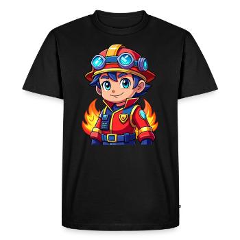 Héros en rouge le pompier - T-shirt Premium bio Homme - noir - Devant - Nico (187cm)