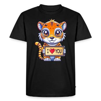 Message d’amour porteur d’animal - T-shirt Premium bio Homme - noir - Devant - Nico (187cm)